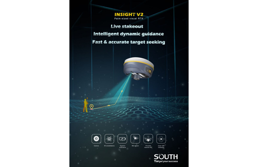 SOUTH Insight V2: Innovando la Topografía con su Receptor RTK de Tamaño Compacto